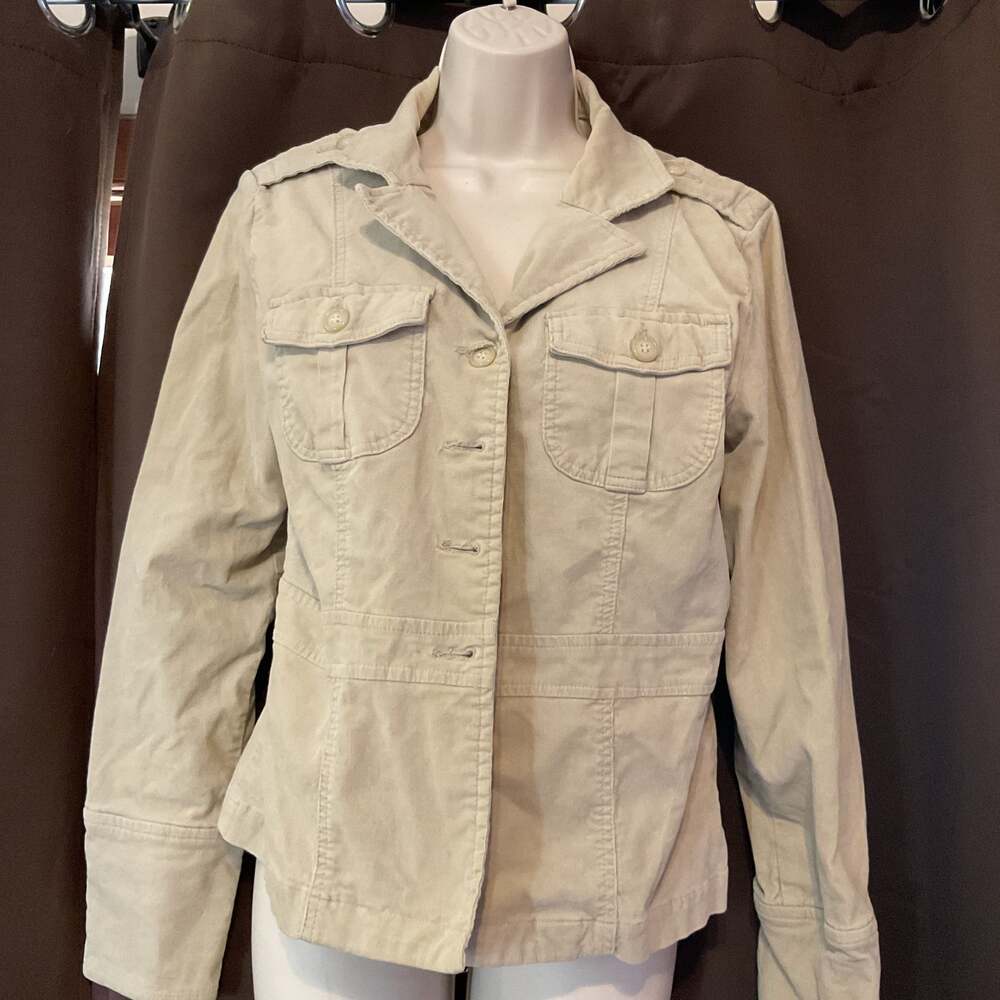 Ellemenno  Corduroy Military Utility Jacket, Khaki Tan, Women's Size Small